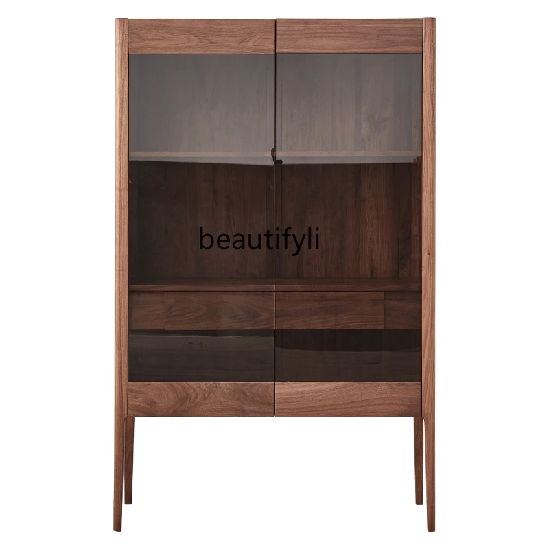 Black Walnut Wooden Liquor Cabinet Living Room Italian-Style Light Luxury Wine Cabinet Wall Solid Wood Glass Door Cabinet
Black Walnut Wooden Liquor Cabinet Living Room Italian-Style Light Luxury Wine Cabinet Wall Solid Wood Glass Door Cabinet