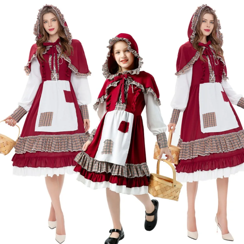 Adult Women Girls Children Day Halloween Cosplay Costume Fairy Tale Little Red Riding Hood Princess Performance Theme Party Suit 
Adult Women Girls Children Day Halloween Cosplay Costume Fairy Tale Little Red Riding Hood Princess Performance Theme Party Suit