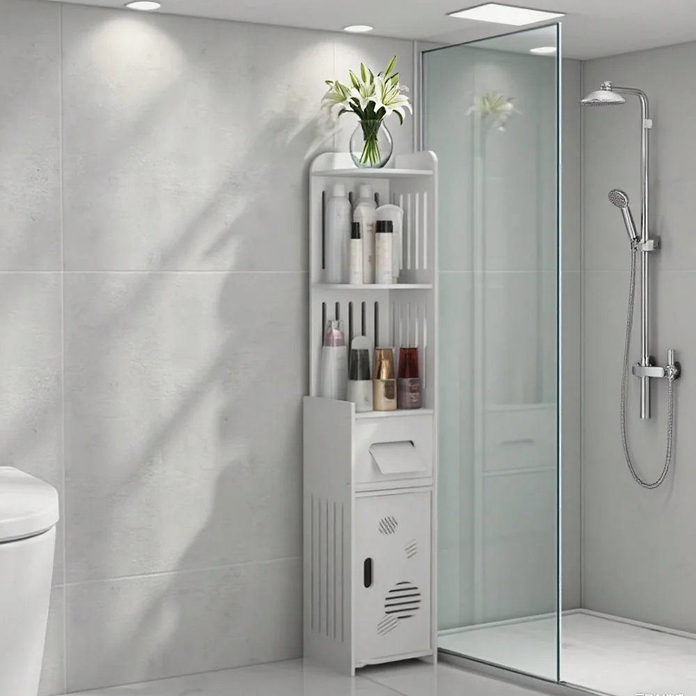 1 Large-Capacity Bathroom Storage Cabinet For PCs, Toilet Paper Holder, Multi-Level Storage Cabinet With Tissue Box, Waterproof
1 Large-Capacity Bathroom Storage Cabinet For PCs, Toilet Paper Holder, Multi-Level Storage Cabinet With Tissue Box, Waterproof