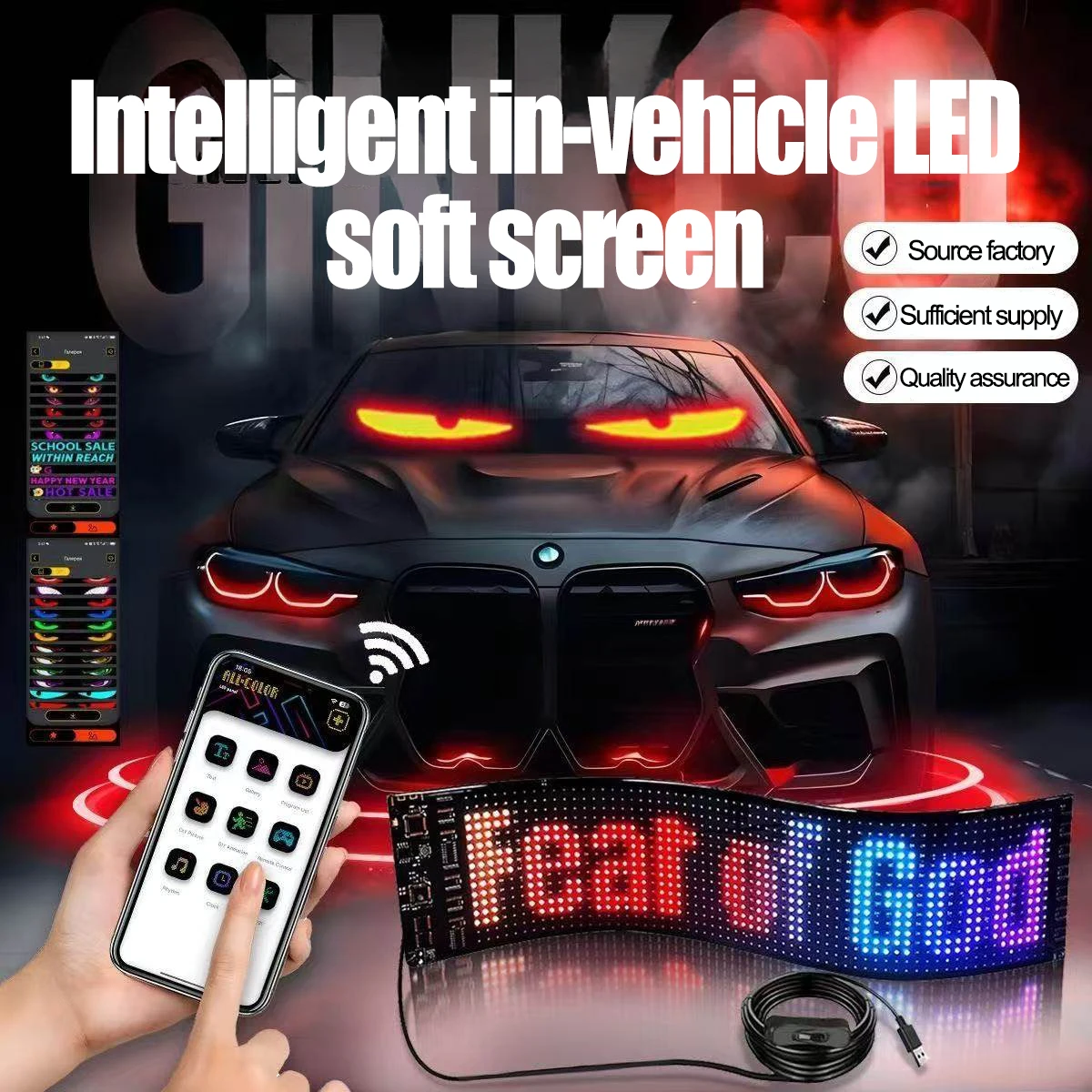 2026 Smart LED Soft Screen Car Sticker Scrolling Display for Car Rear Window