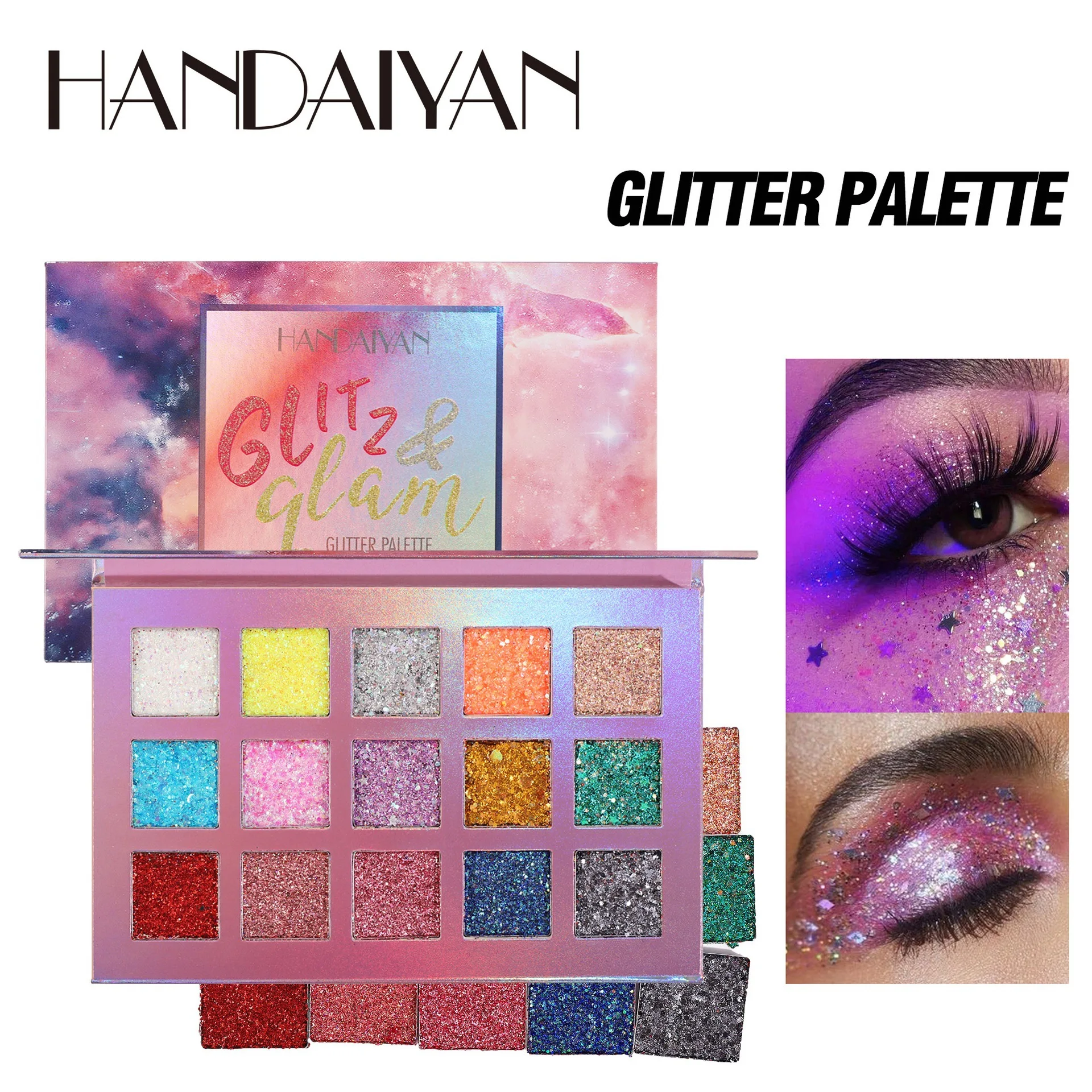 HANDAIYAN 15 Colors Flash Eyeshadow Palette Pearlescent Big Glitter Gel Stage European American Makeup Cosmetics
HANDAIYAN 15 Colors Flash Eyeshadow Palette Pearlescent Big Glitter Gel Stage European American Makeup Cosmetics
