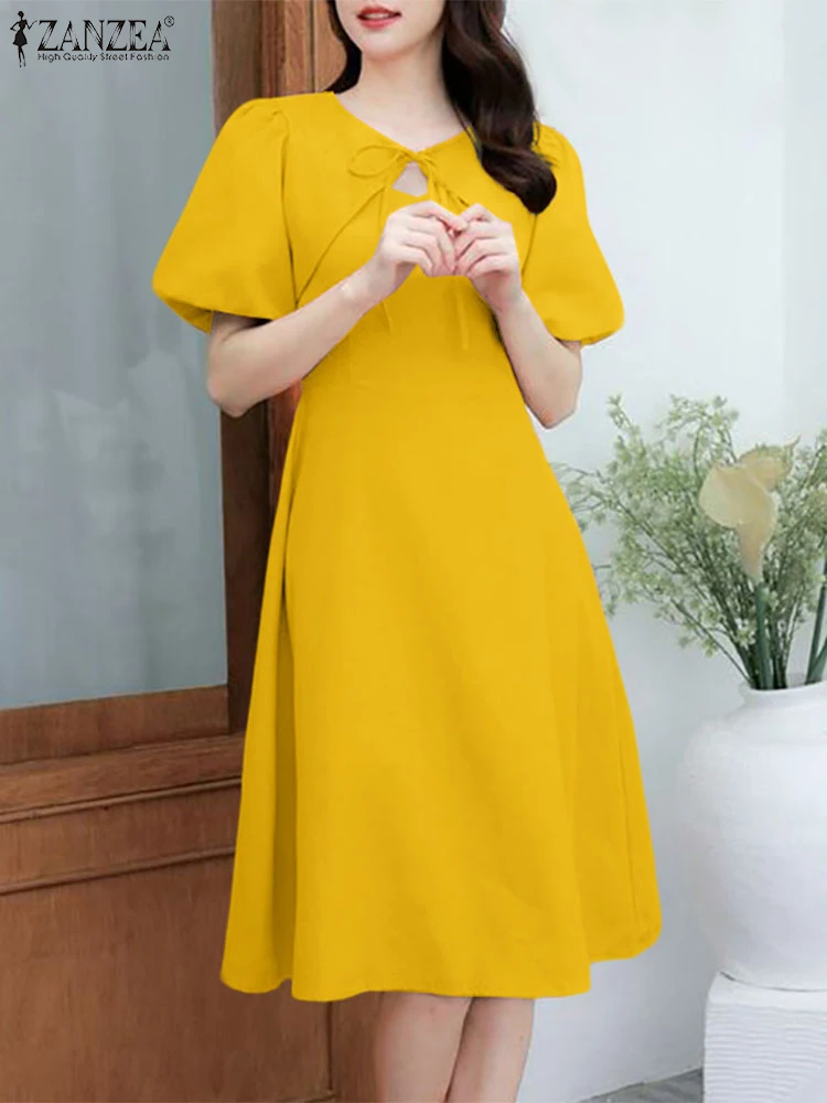 ZANZEA Fashion Womens Midi Robes Femme Party Solid Elegant 2025 Summer A-line Dresses O-Neck Lace-Up Short Puff Sleeve Vestidos
ZANZEA Fashion Womens Midi Robes Femme Party Solid Elegant 2025 Summer A-line Dresses O-Neck Lace-Up Short Puff Sleeve Vestidos