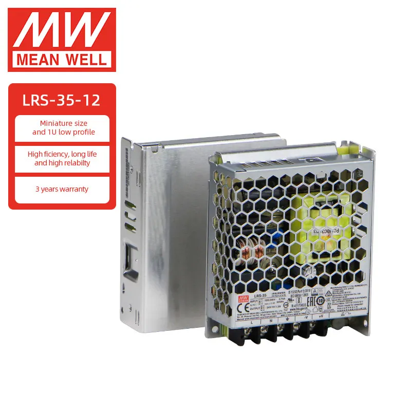 Блок питания Mean Well LRS-35-12, 35 Вт, 12 В, 3 А, AC/DC, одноканальный, ультракомпактный, регулируемый
Блок питания Mean Well LRS-35-12, 35 Вт, 12 В, 3 А, AC/DC, одноканальный, ультракомпактный, регулируемый