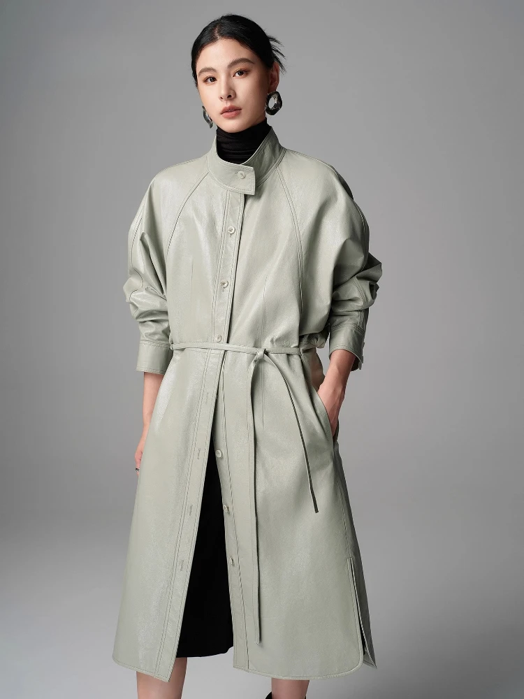 Casual Long Genuine Leather Jackets for Women High-end Simple Stand Collar Batwing Sleeve Real Sheepskin Trench Coat with Belt
Casual Long Genuine Leather Jackets for Women High-end Simple Stand Collar Batwing Sleeve Real Sheepskin Trench Coat with Belt
