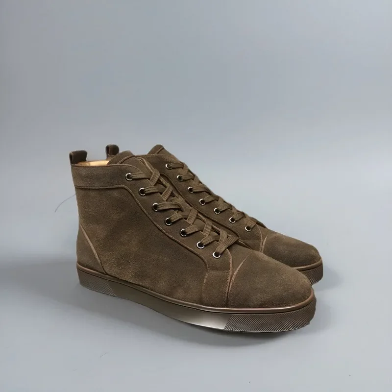 Luxury Brand Women High Top Red Bottom Shoes For Men Trainers Spiked Blue Green Suede Genuine Leather No Rivets Flats Sneaker
Luxury Brand Women High Top Red Bottom Shoes For Men Trainers Spiked Blue Green Suede Genuine Leather No Rivets Flats Sneaker