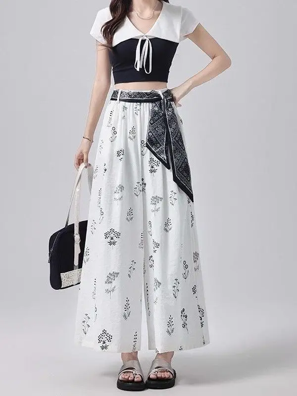 Ethnic Style Loose Straight Casual Nine-Piece Pants Ice Silk Printed Wide Leg Pants Women Summer Thin High Waist Slimming
Ethnic Style Loose Straight Casual Nine-Piece Pants Ice Silk Printed Wide Leg Pants Women Summer Thin High Waist Slimming
