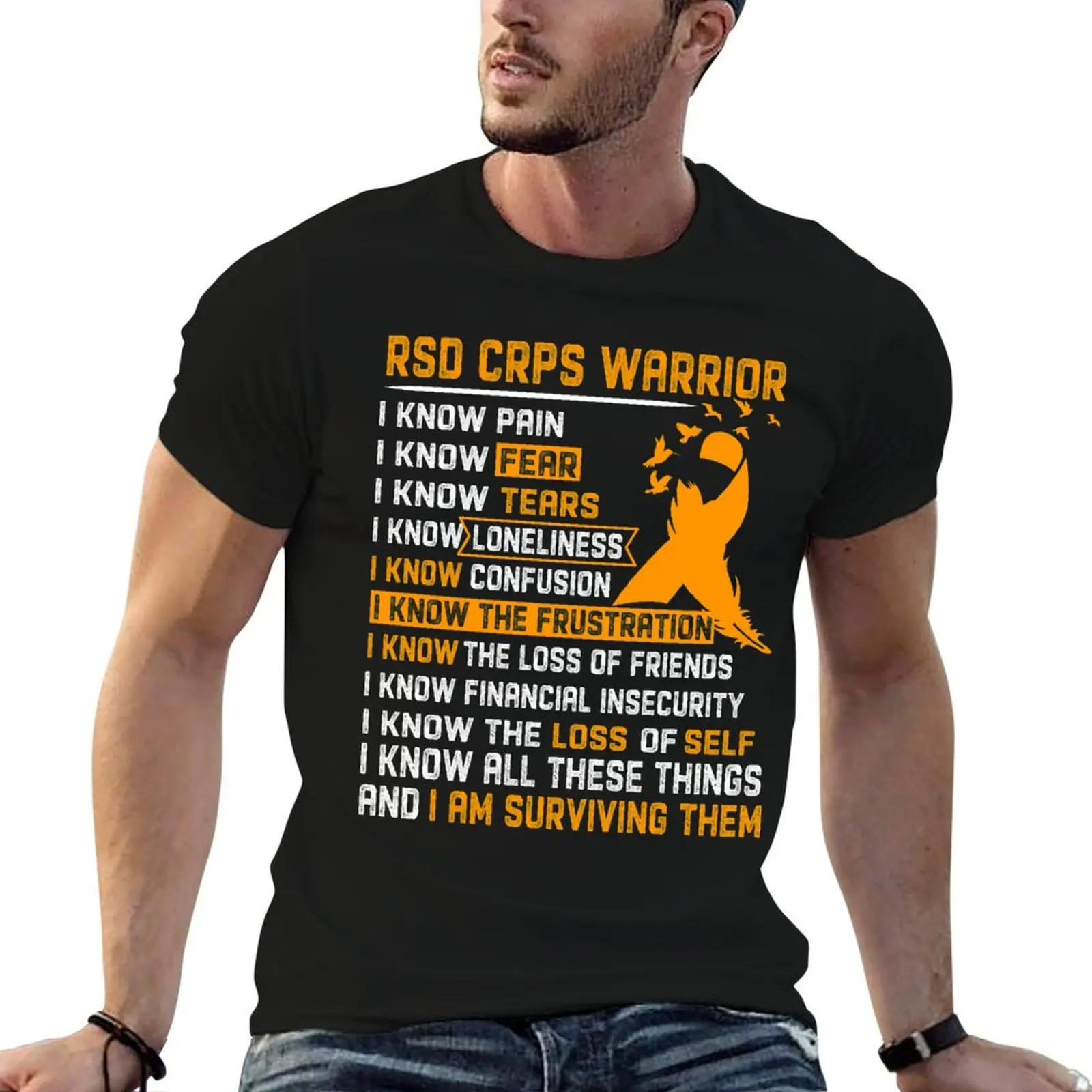 I Am RSD CRPS Warrior, I Know All These Things and I Am Surviving Them T-Shirt summer clothes graphic shirts Men's clothing
I Am RSD CRPS Warrior, I Know All These Things and I Am Surviving Them T-Shirt summer clothes graphic shirts Men's clothing