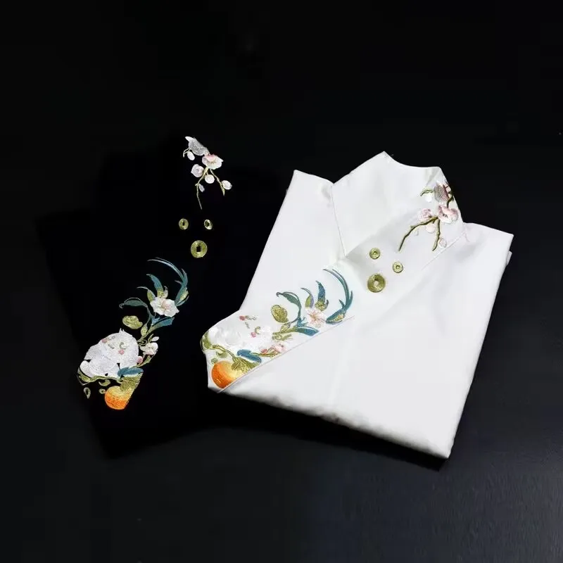 Vintage Collar Shirt Women Chinese Embroidery Black White Long Sleeve Shirt Hanfu Spring Long Sleeve Shirts Plus Size Women
Vintage Collar Shirt Women Chinese Embroidery Black White Long Sleeve Shirt Hanfu Spring Long Sleeve Shirts Plus Size Women