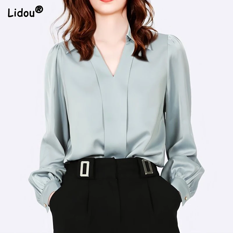 Pullovers Korean Fashion Temperament Solid Spring Summer T-Shirts Turn-down Collar Business Casual Comfortable Women's Clothing
Pullovers Korean Fashion Temperament Solid Spring Summer T-Shirts Turn-down Collar Business Casual Comfortable Women's Clothing