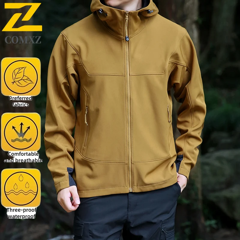 Men's Autumn Jacket Outdoor Waterproof Windbreaker Hooded Softshell Fleece Lined Tactical Coat for Hiking Camping Mountaineering
Men's Autumn Jacket Outdoor Waterproof Windbreaker Hooded Softshell Fleece Lined Tactical Coat for Hiking Camping Mountaineering
