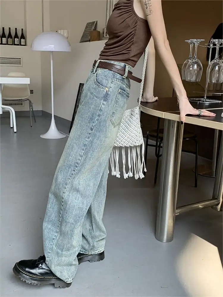 Blue Women's Straight Jeans High Waist American Style Streetwear Vintage Pants Chic Casual Ladies Denim Wide Leg Trouser
Blue Women's Straight Jeans High Waist American Style Streetwear Vintage Pants Chic Casual Ladies Denim Wide Leg Trouser