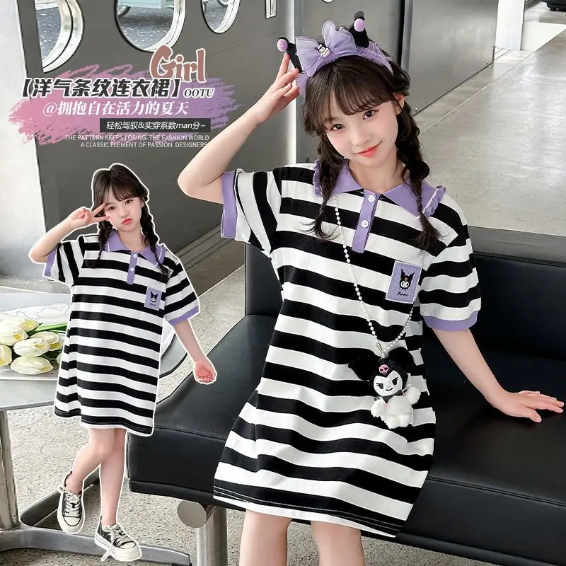 Girly Heart Kuromi Anime Kawaii Sanrio Casual Short Sleeve Dress Cute Cartoon Children Summer Fashion Skirt Gifts for Girls
Girly Heart Kuromi Anime Kawaii Sanrio Casual Short Sleeve Dress Cute Cartoon Children Summer Fashion Skirt Gifts for Girls