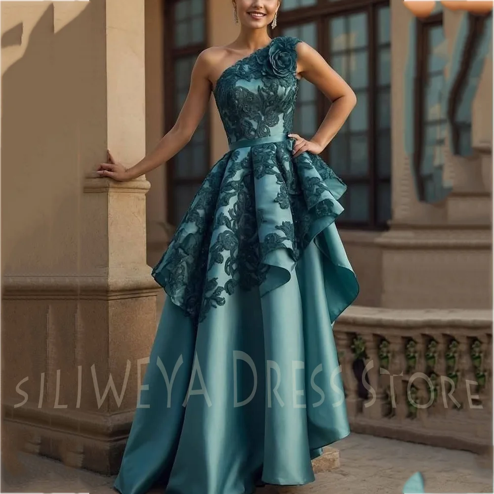 Vintage Satin One Shoulder Women's Dress with Tiered Exquisite Appliques Sleeveless A-Line Chic Evening Gown for Dinner Party
Vintage Satin One Shoulder Women's Dress with Tiered Exquisite Appliques Sleeveless A-Line Chic Evening Gown for Dinner Party