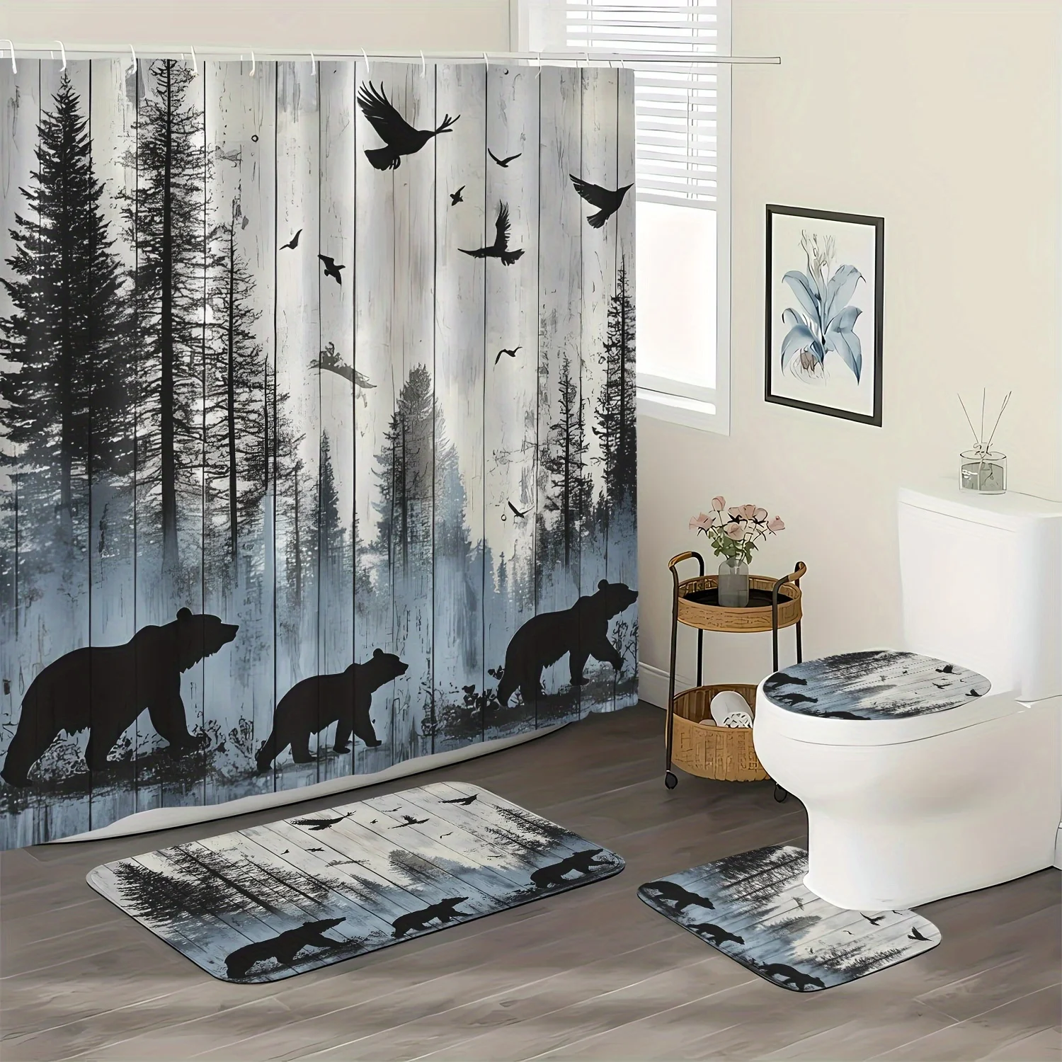 Зимний лесной медведь и орл, можно стирать в машине, полиэфирная ткань, занавеска для душа, коврик для унитаза, нескользящий коврик, U-образный коврик
Зимний лесной медведь и орл, можно стирать в машине, полиэфирная ткань, занавеска для душа, коврик для унитаза, нескользящий коврик, U-образный коврик