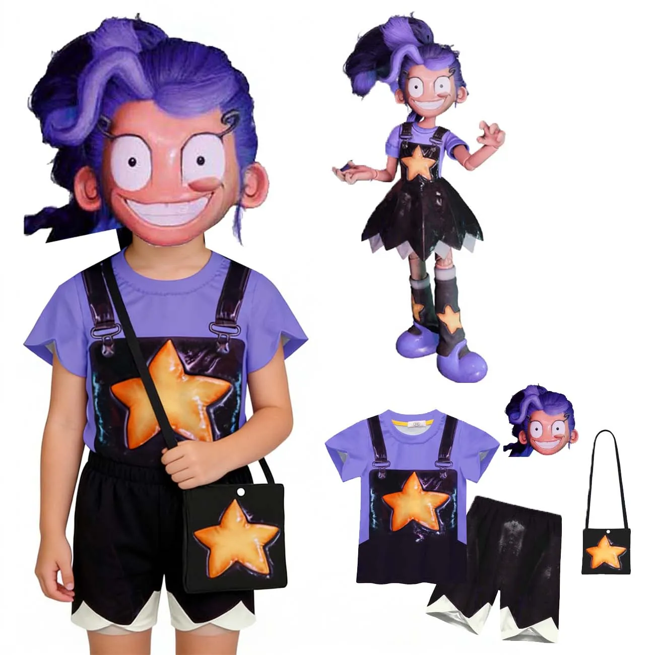 Kids Bobi Time LLily Cosplay Outfit T-Shirt & Shorts Set Can Add Mask Star Bag Halloween Game Character Costume for Girls Boys
Kids Bobi Time LLily Cosplay Outfit T-Shirt & Shorts Set Can Add Mask Star Bag Halloween Game Character Costume for Girls Boys