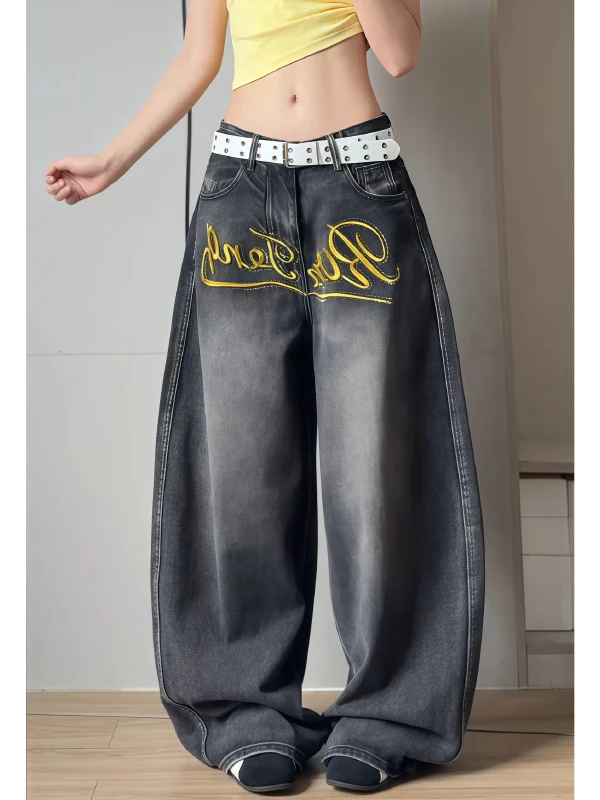 American Style Low Waist Black Embroidered Denim Pants Women Summer Loose Floor-Length Wide Leg Long Trousers
American Style Low Waist Black Embroidered Denim Pants Women Summer Loose Floor-Length Wide Leg Long Trousers