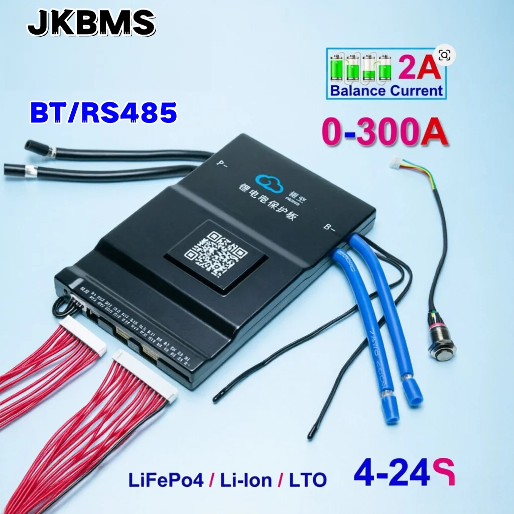 JK-BMS Smart Bluetooth Active Balance Li-Ion LiFePo4 LTO Battery 4S 8S 14S 16S 17S 20S 24S 12V 24V 36V 48V 200A 300A JiKong BMS
JK-BMS Smart Bluetooth Active Balance Li-Ion LiFePo4 LTO Battery 4S 8S 14S 16S 17S 20S 24S 12V 24V 36V 48V 200A 300A JiKong BMS