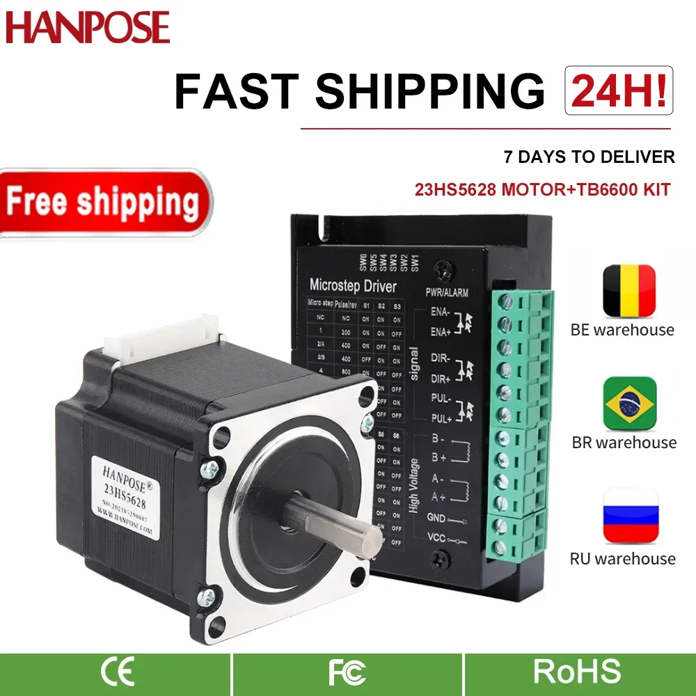 HANPOSE NEMA23 stepper motor 23HS5628+ TB6600 driver controller 126N.CM For 3D Printer Monitor Equipment motor drive
HANPOSE NEMA23 stepper motor 23HS5628+ TB6600 driver controller 126N.CM For 3D Printer Monitor Equipment motor drive