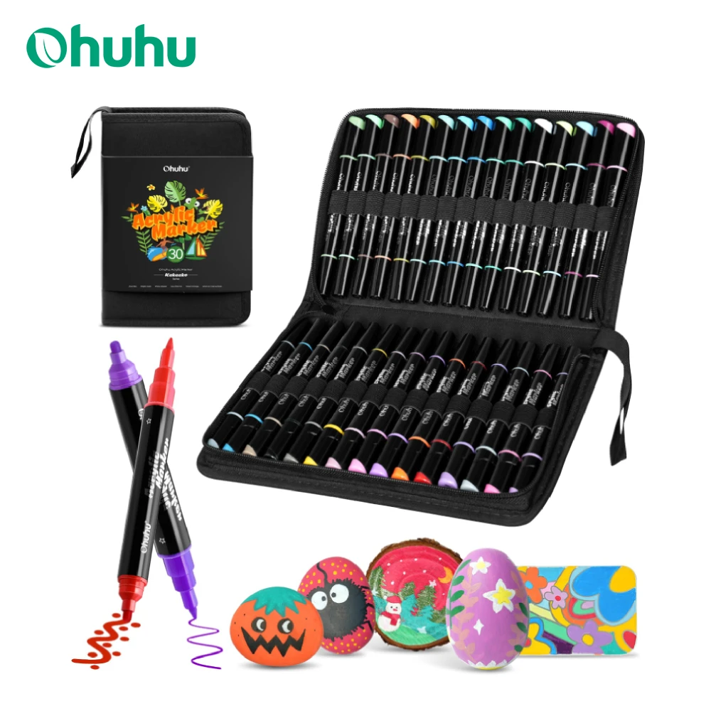 Ohuhu Acrylic Paint Pens 30 Colors Dual Tips Acrylic Markers High Opacity Paint Markers Waterproof Lightfast for Rock Painting
Ohuhu Acrylic Paint Pens 30 Colors Dual Tips Acrylic Markers High Opacity Paint Markers Waterproof Lightfast for Rock Painting