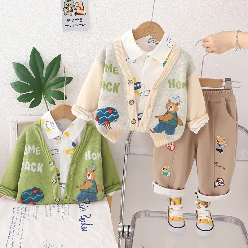 Boys Spring and Autumn Clothing Set Cartoon Knitted Sweater Vest Casual Three-piece Set
Boys Spring and Autumn Clothing Set Cartoon Knitted Sweater Vest Casual Three-piece Set