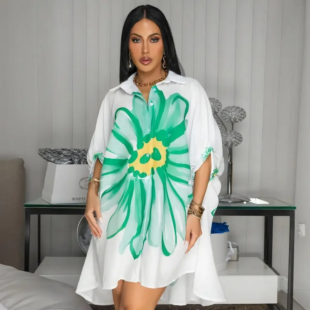Women 3D Floral Printed Turn-down Collar Loose Shirt Style Dress 2025 Summer Holiday Street INS Vestidos Sexy Dresses
Women 3D Floral Printed Turn-down Collar Loose Shirt Style Dress 2025 Summer Holiday Street INS Vestidos Sexy Dresses
