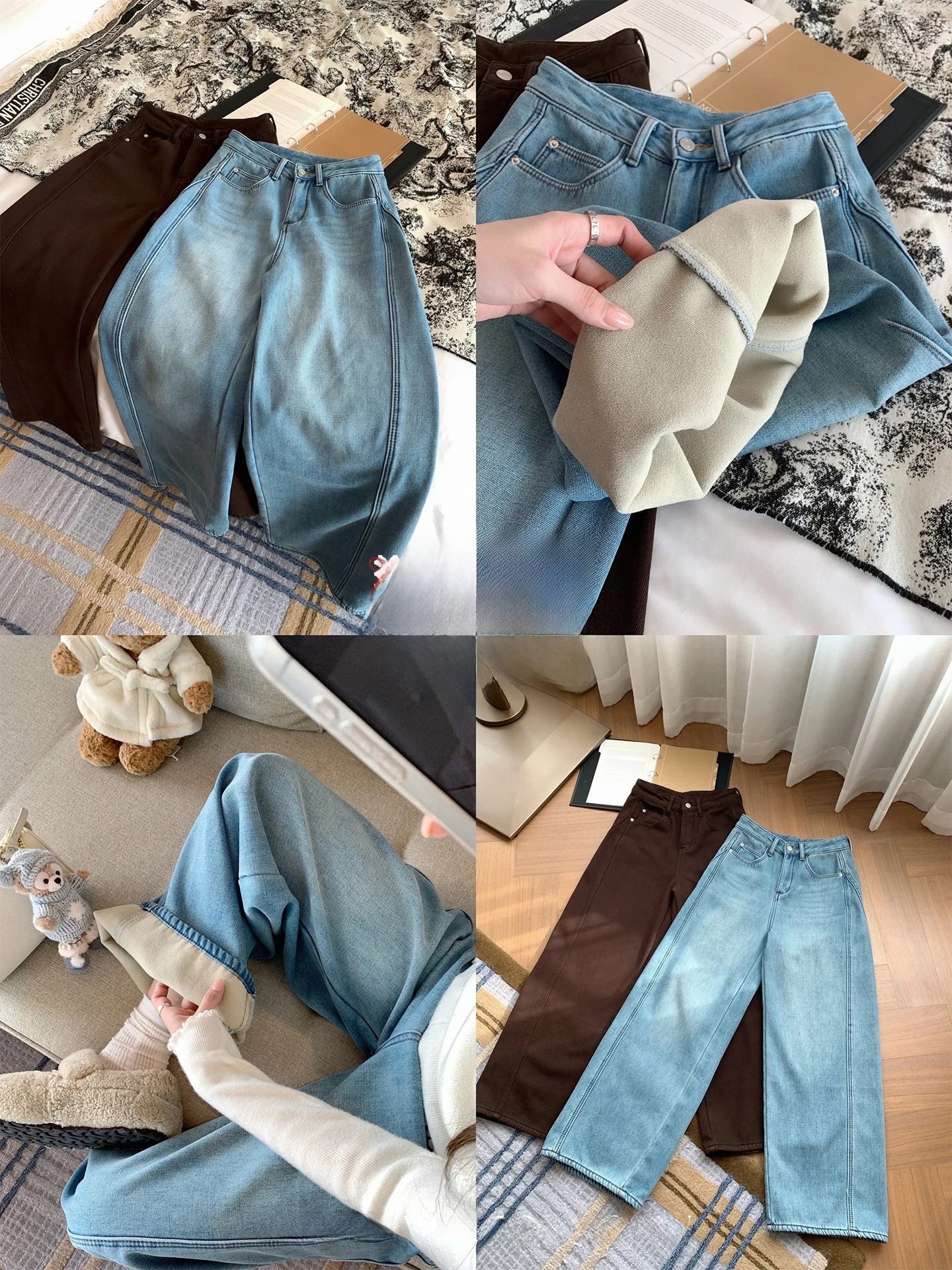 Blue Fce Lined High Waist Straight Leg Jeans Women's Autumn Winter Faion Slimming Versatile Wide Leg Pants Commute Sle
Blue Fce Lined High Waist Straight Leg Jeans Women's Autumn Winter Faion Slimming Versatile Wide Leg Pants Commute Sle