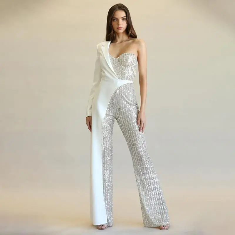 2025 New Silver Sequin Splice Single Shoulder Fashion Onesie Pants Independent Station Women's Clothing Commute Style Natural...
2025 New Silver Sequin Splice Single Shoulder Fashion Onesie Pants Independent Station Women's Clothing Commute Style Natural...