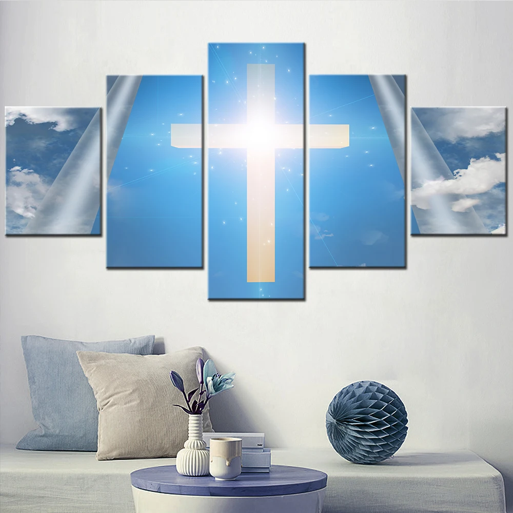 5 Pieces Canvas Wall Arts Framework Poster Painting Jesus Christian Cross Sky Wallpaper Living Room Picture Print Bedroom Mural
5 Pieces Canvas Wall Arts Framework Poster Painting Jesus Christian Cross Sky Wallpaper Living Room Picture Print Bedroom Mural