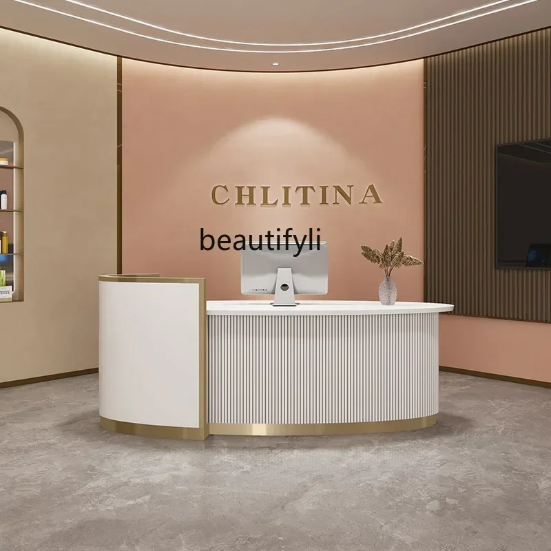 Light luxury beauty salon checkout page clothing store paint bar counter curved medical beauty oral front desk r
Light luxury beauty salon checkout page clothing store paint bar counter curved medical beauty oral front desk r