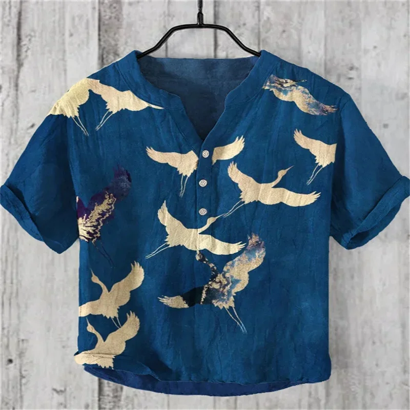 Spring and summer new men's 100% linen shirt fashion trend men's 3D breathable shirt fashion V-neck printed noble shirt
Spring and summer new men's 100% linen shirt fashion trend men's 3D breathable shirt fashion V-neck printed noble shirt