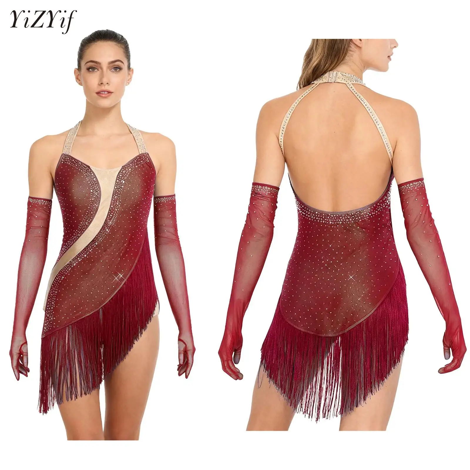 Женский танцевальный костюм для латинского джаза, румбы, самбы, танго, ча-ча, сальсы, купальник со стразами и кисточками, с 1 парами сетчатых перчаток
Женский танцевальный костюм для латинского джаза, румбы, самбы, танго, ча-ча, сальсы, купальник со стразами и кисточками, с 1 парами сетчатых перчаток