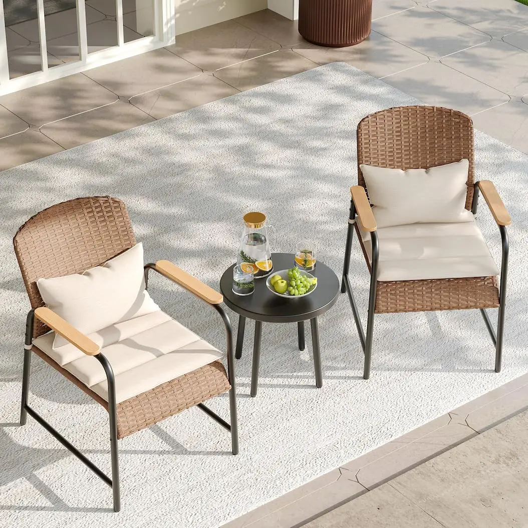 3 Piece All-Weather Wicker Rattan Patio Bistro Set W/ Coffee Table & Cushions For Yard Garden Balcony, Customized
3 Piece All-Weather Wicker Rattan Patio Bistro Set W/ Coffee Table & Cushions For Yard Garden Balcony, Customized