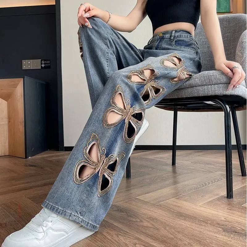 Heavy Industry Butterfly Embroidery Hollow Tiansi Jeans Women'S Design Female Nostalgic Blue Straight-Tight Wide-Level Pants
Heavy Industry Butterfly Embroidery Hollow Tiansi Jeans Women'S Design Female Nostalgic Blue Straight-Tight Wide-Level Pants