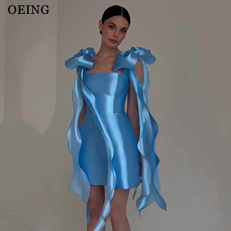 OEING Silky Mermaid Blue Prom Dresses Satin Sleeveless Bows Flowy Ribbons Party Gowns Mini Homecoming Dress Customized
OEING Silky Mermaid Blue Prom Dresses Satin Sleeveless Bows Flowy Ribbons Party Gowns Mini Homecoming Dress Customized