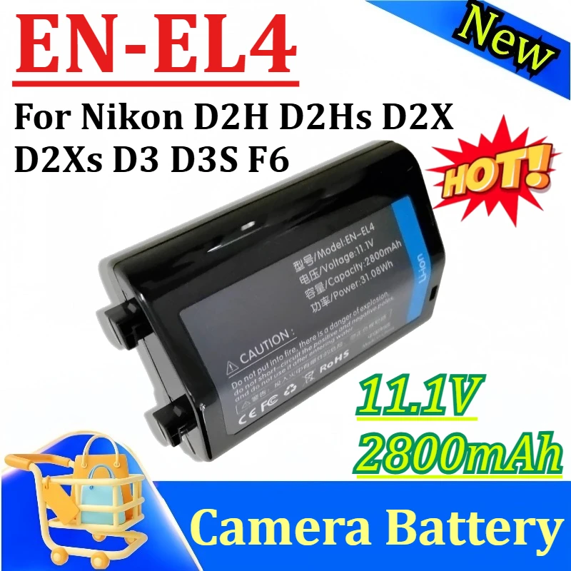 2800mAh EN-EL4 EL4A Camera Battery for Nikon D2H D2Hs D2X D2Xs D3 D3S F6 MH-21 ENEL4 ENEL4A EN EL4A EN EL4 Battery
2800mAh EN-EL4 EL4A Camera Battery for Nikon D2H D2Hs D2X D2Xs D3 D3S F6 MH-21 ENEL4 ENEL4A EN EL4A EN EL4 Battery