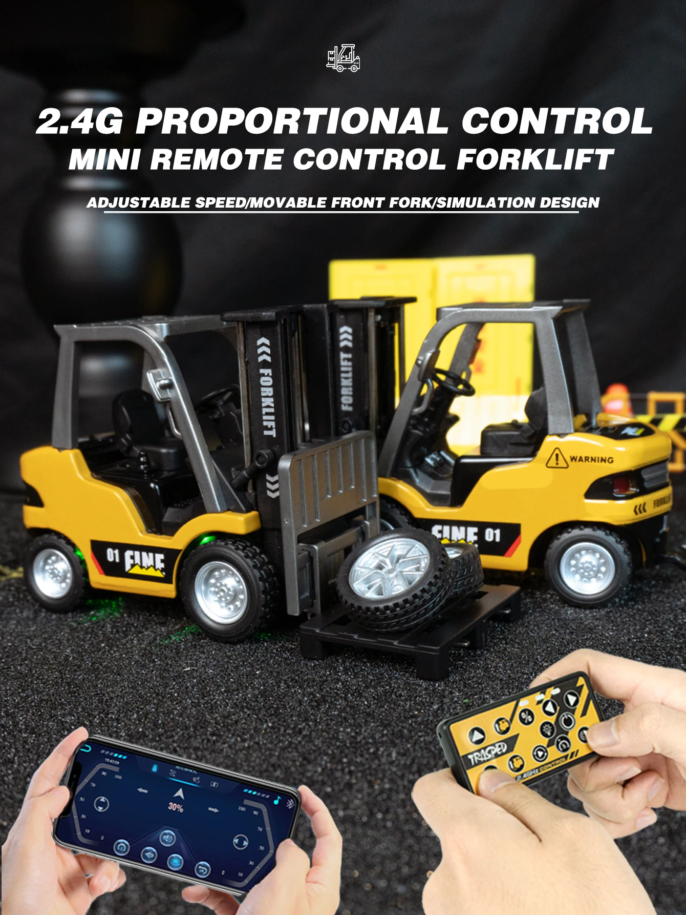Вилочный погрузчик из сплава с дистанционным управлением 1:64, набор поддонов, игровая игра с несколькими управлением, веселое транспортирование с суперсенсом 
Вилочный погрузчик из сплава с дистанционным управлением 1:64, набор поддонов, игровая игра с несколькими управлением, веселое транспортирование с суперсенсом