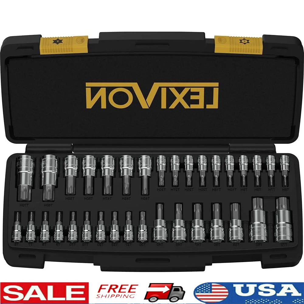34-комплект насадок Master Torx S2, твердые биты из легированной стали с защитой от несанкционированного доступа, прочная хромованадиевая полированная отделка, улучшенная
34-комплект насадок Master Torx S2, твердые биты из легированной стали с защитой от несанкционированного доступа, прочная хромованадиевая полированная отделка, улучшенная