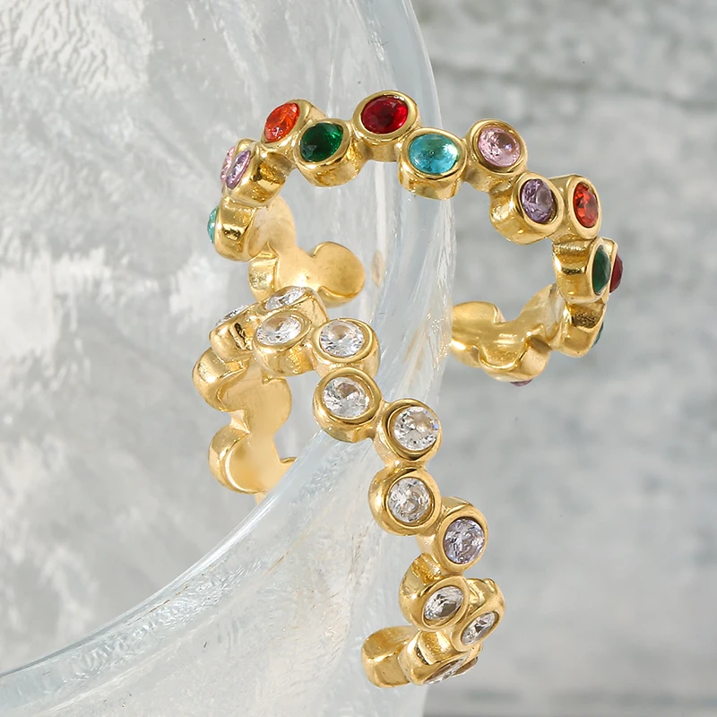 Fashion Irregular Cluster Stackable Rings For Women Colorful Stainless Steel Zircon Inlaid Adjustable Open Ring Jewelry Gifts
Fashion Irregular Cluster Stackable Rings For Women Colorful Stainless Steel Zircon Inlaid Adjustable Open Ring Jewelry Gifts