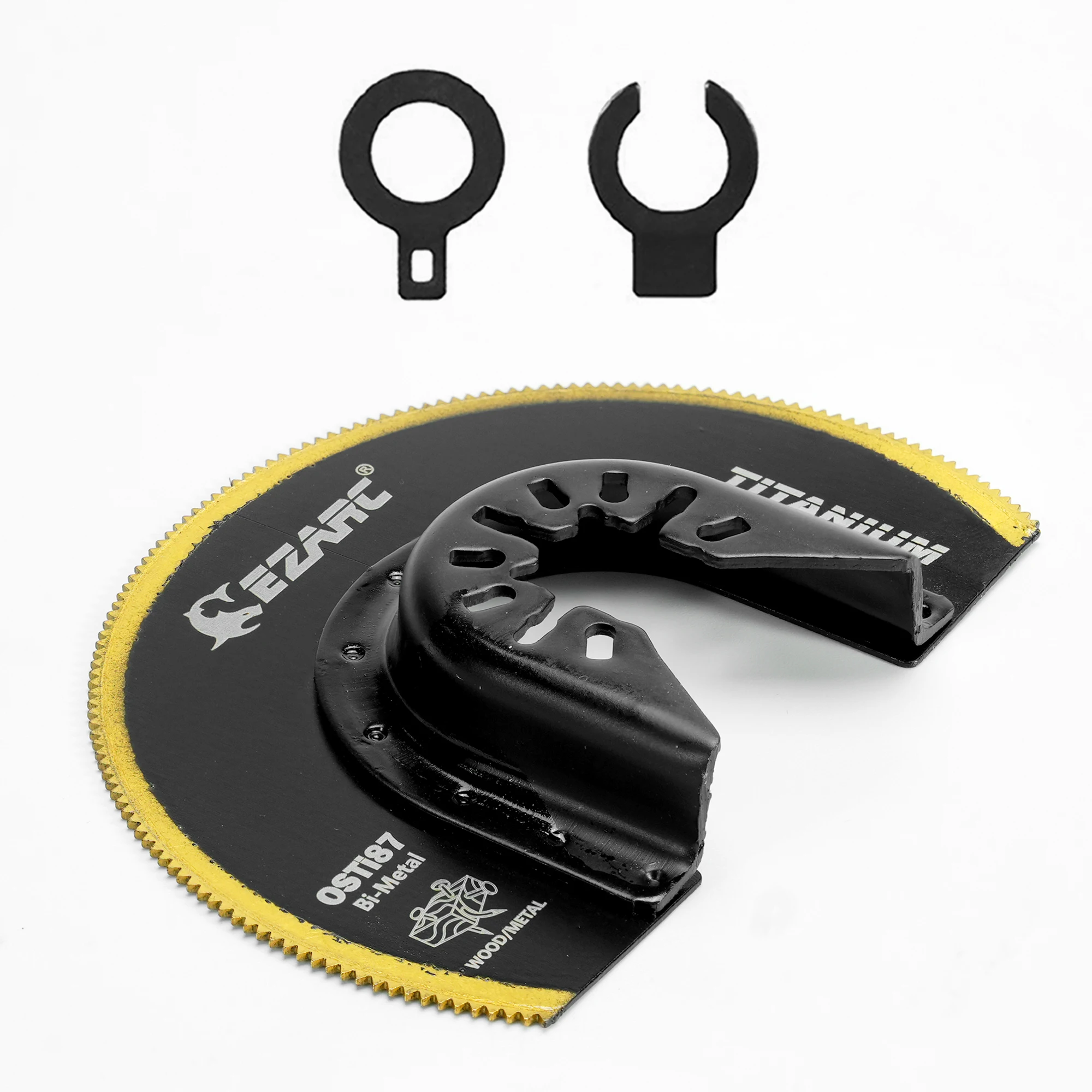 EZARC Titanium Oscillating Multitool Blade 1-Pack, Universal Semi Circle Flush Cut Oscillating Saw Blades for Wood Metal Nails
EZARC Titanium Oscillating Multitool Blade 1-Pack, Universal Semi Circle Flush Cut Oscillating Saw Blades for Wood Metal Nails