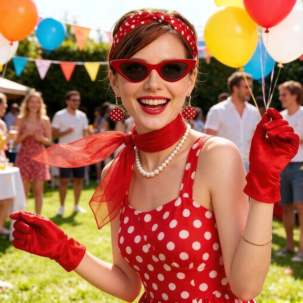 6Pcs 1950s Vintage Women’s Set, classic polka dot design with headband, scarf and glasses for retro party cosplay
6Pcs 1950s Vintage Women’s Set, classic polka dot design with headband, scarf and glasses for retro party cosplay