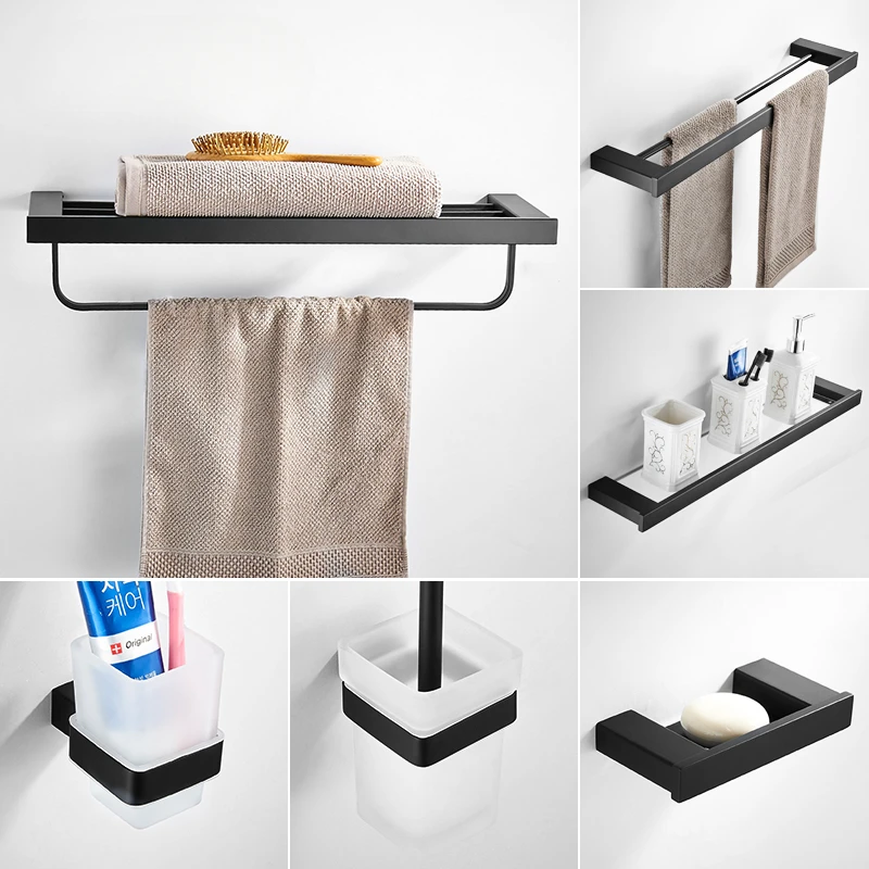 Nordic black towel rack 304 stainless steel towel rack bathroom rack bathroom pendant set
Nordic black towel rack 304 stainless steel towel rack bathroom rack bathroom pendant set