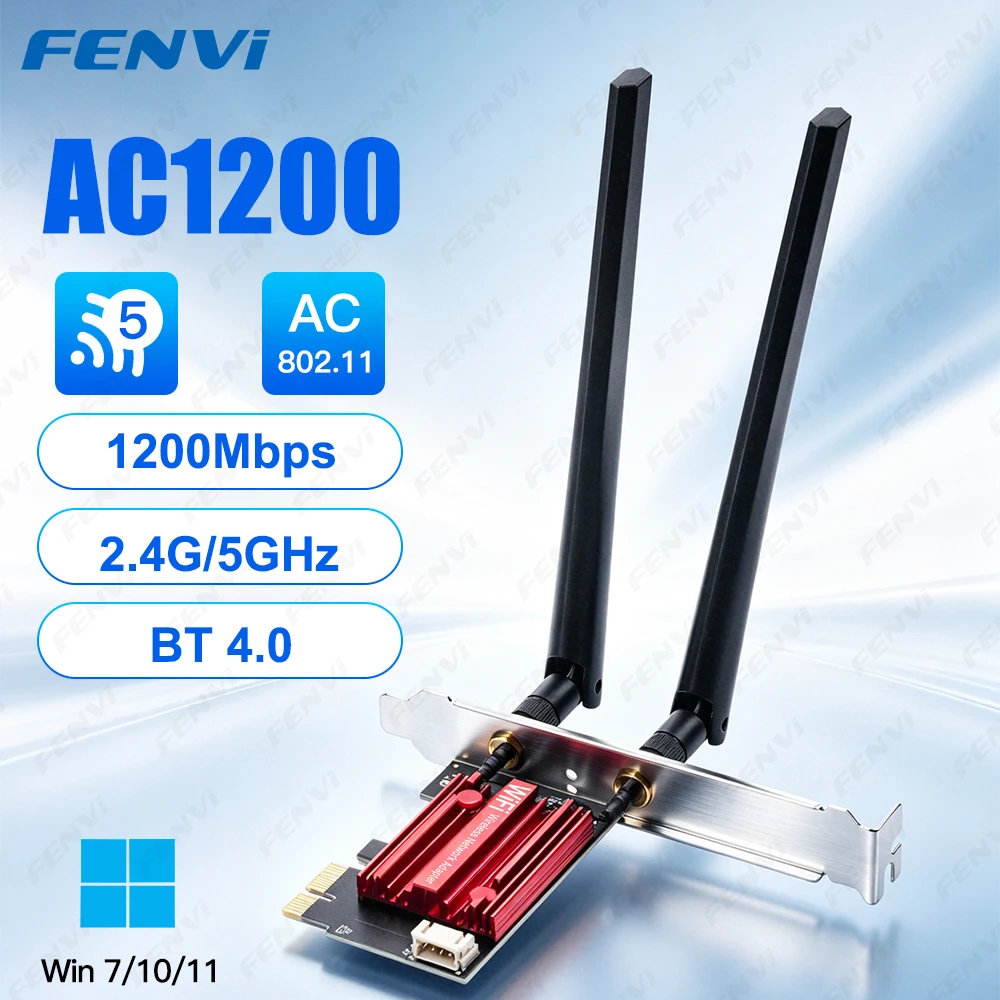 FENVI AC1200M WiFi 5 PCIE Adapter BT4.0 Wireless Network Card Dual Band 2.4G/5GHz 802.11AC For Desktop Laptop PC Windows 7/10/11
FENVI AC1200M WiFi 5 PCIE Adapter BT4.0 Wireless Network Card Dual Band 2.4G/5GHz 802.11AC For Desktop Laptop PC Windows 7/10/11