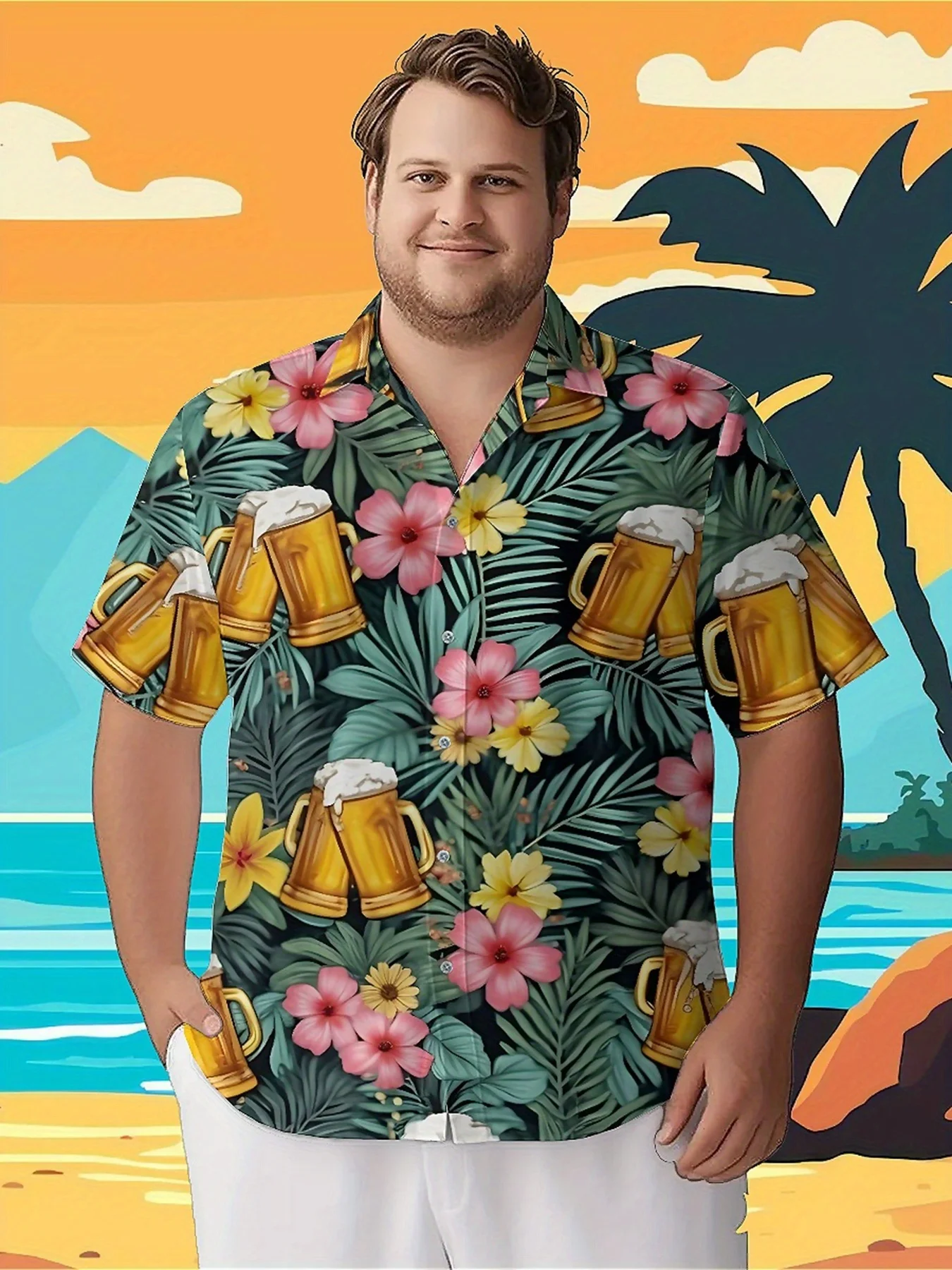 Men's Plus Size Hawaiian Shirts Tropical Beer Party Theme pattern, Button Up Shirts, Unisex Casual Clothing, Summer Tops
Men's Plus Size Hawaiian Shirts Tropical Beer Party Theme pattern, Button Up Shirts, Unisex Casual Clothing, Summer Tops