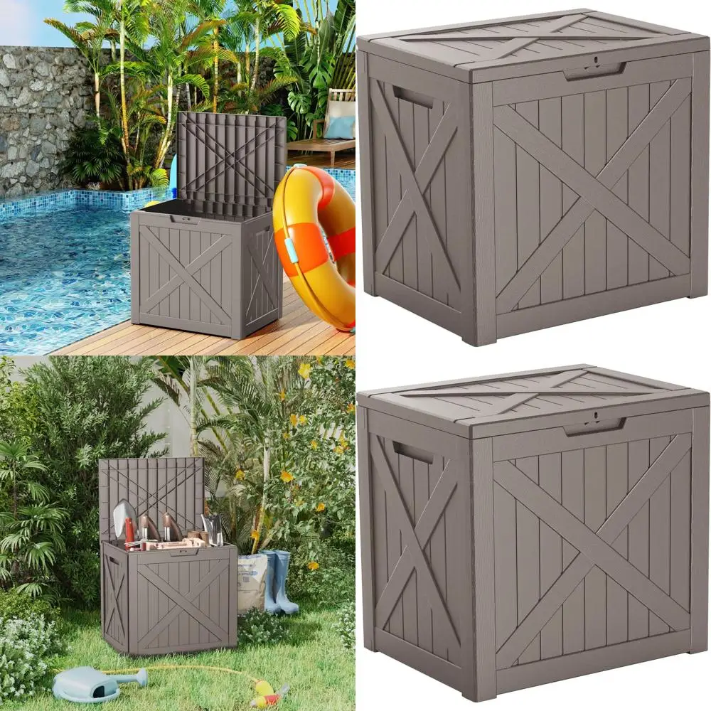 Grey 38-Gallon Lockable Outdoor Deck Storage Box for Patio Furniture, Garden Tools, Cushions, and Pool Accessories
Grey 38-Gallon Lockable Outdoor Deck Storage Box for Patio Furniture, Garden Tools, Cushions, and Pool Accessories
