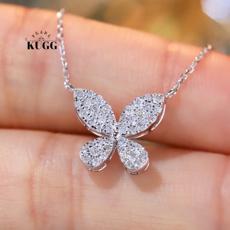 KUGG 100% 18K White Gold Necklace Romantic Butterfly Shape 0.40carat Real Natural Diamond Pendant Necklace High Women's Jewelry
KUGG 100% 18K White Gold Necklace Romantic Butterfly Shape 0.40carat Real Natural Diamond Pendant Necklace High Women's Jewelry
