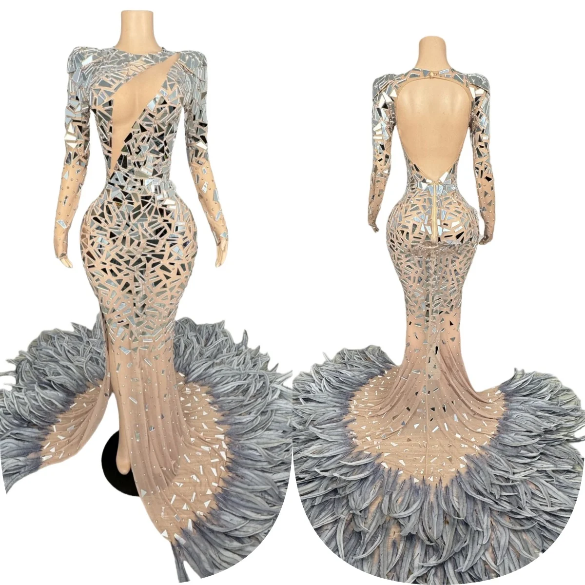 Elegant Mirrors Feathers Sheer Mesh Long Dress Women Sexy Birthday Celebrate Wedding Evening Dress Club Photo Shoot Wear Tuoniao
Elegant Mirrors Feathers Sheer Mesh Long Dress Women Sexy Birthday Celebrate Wedding Evening Dress Club Photo Shoot Wear Tuoniao