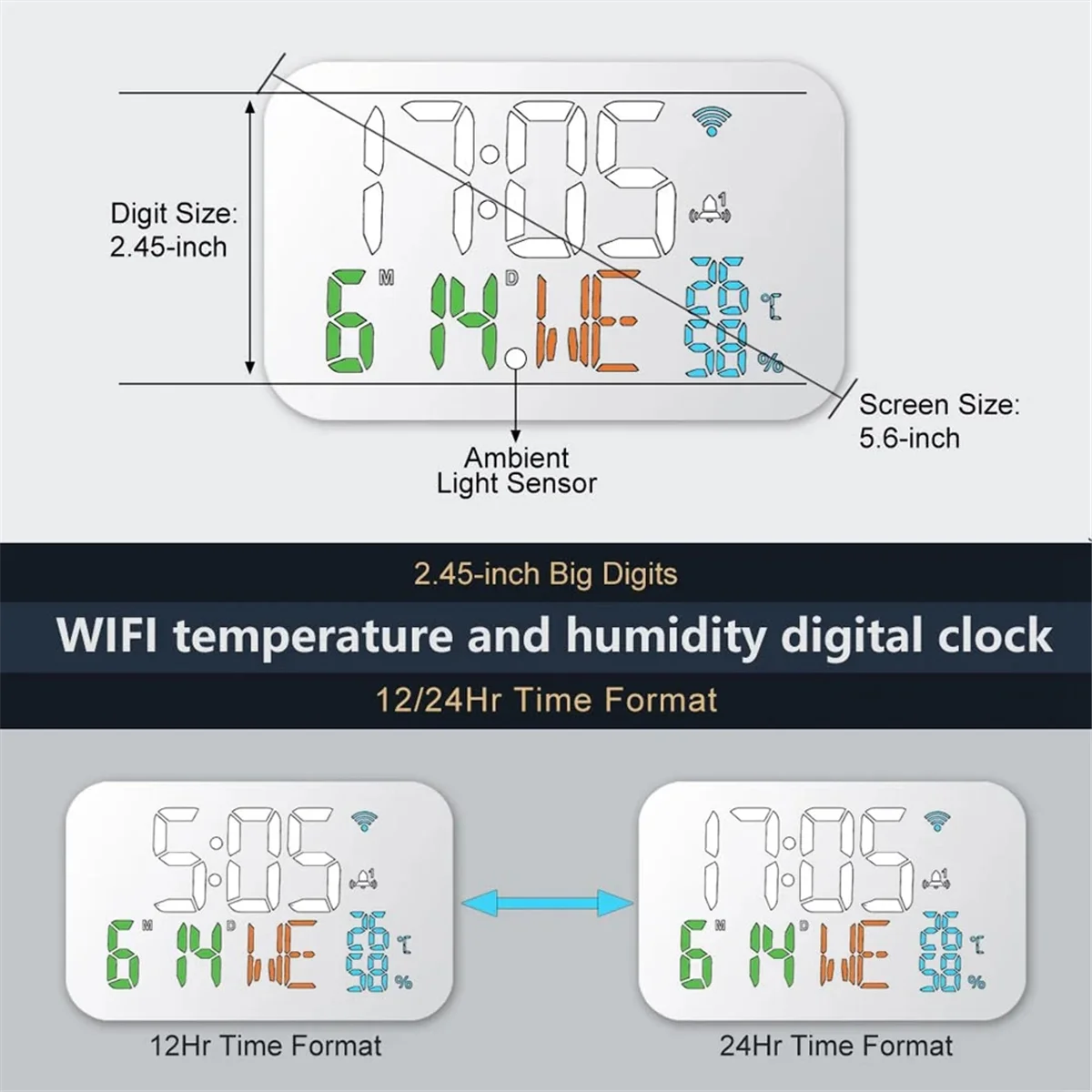 Tuya WiFi Clock Calendar Intelligent Thermometer Hygrometer with Digital LED Display Support WIFI Auto-Calibration G
Tuya WiFi Clock Calendar Intelligent Thermometer Hygrometer with Digital LED Display Support WIFI Auto-Calibration G