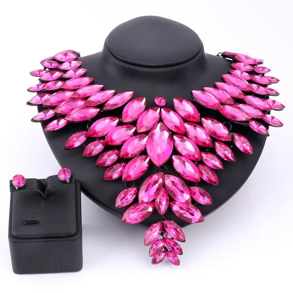 Women Gun Black Chain Crystal Statement Necklace Earring Jewellry For Brides Wedding Party Accessories Jewelry Sets
Women Gun Black Chain Crystal Statement Necklace Earring Jewellry For Brides Wedding Party Accessories Jewelry Sets