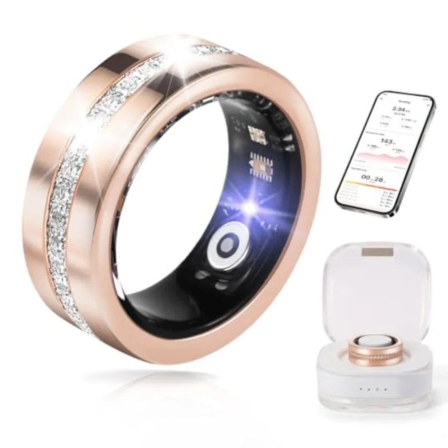 Smart Ring for Women Men - Health Fitness Tracker with Heart Rate Blood Oxygen Sleep Monitoring 128 Sports Modes IP68 Waterproo
Smart Ring for Women Men - Health Fitness Tracker with Heart Rate Blood Oxygen Sleep Monitoring 128 Sports Modes IP68 Waterproo