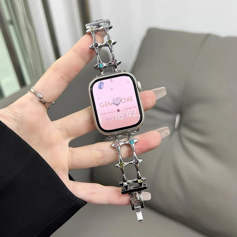 Luxury Rhinestone Strap for Apple Watch Band Ultra 49mm 45 44 46 42 40 41 38mm Metal Chain Bracelet for IWatch 10 9 8 7 6 5 4 SE
Luxury Rhinestone Strap for Apple Watch Band Ultra 49mm 45 44 46 42 40 41 38mm Metal Chain Bracelet for IWatch 10 9 8 7 6 5 4 SE